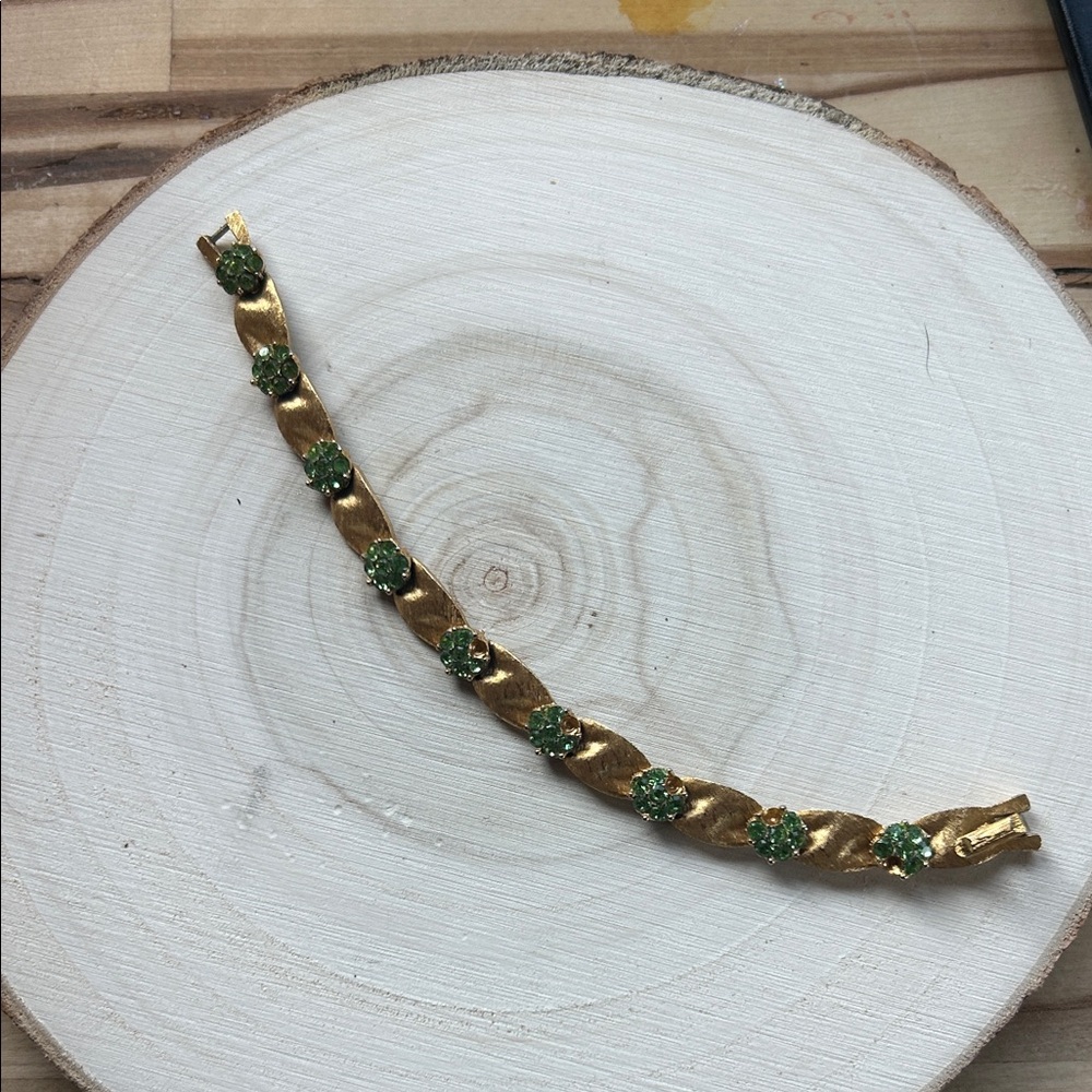 Gold and Green Floral Bracelet